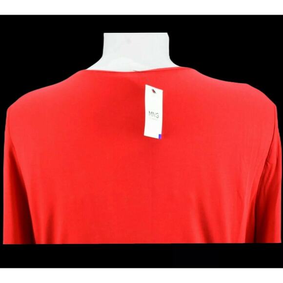 * Mng by mango dress red long sleeve jersey ruched stretch Tania size Large - Picture 4 of 5